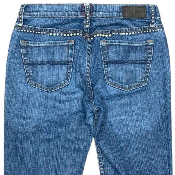 Women's EXPRESS Embellished X2 Denim Laboratory Low Rise Bootcut Jeans- Size 32 - Picture 4 of 10